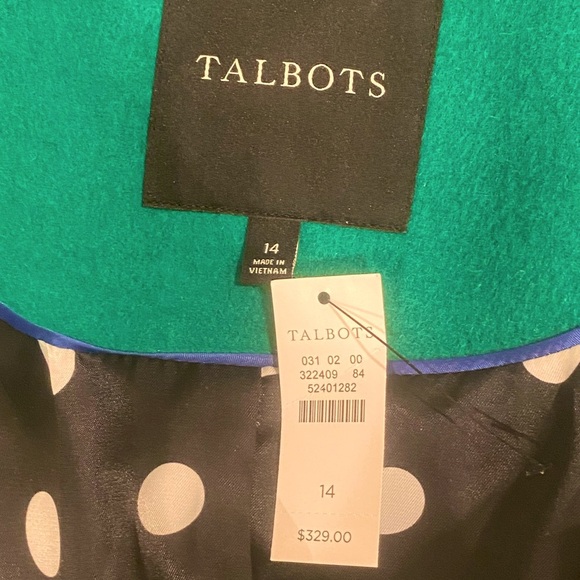 Talbots Emerald Green Faux Fur Collar Wool Blend Car Coat 14 NWT - Picture 11 of 11